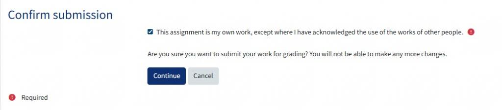 Confirm submission button